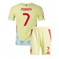 Spanien Alvaro Morata #7 Bortatröja Barn EM 2024 Kortärmad (+ Korta byxor)
